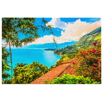 Pacific Bay in Guatemala Watercolor Style Canvas Wall Art