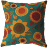 Funky Fall Flowers Throw Pillow