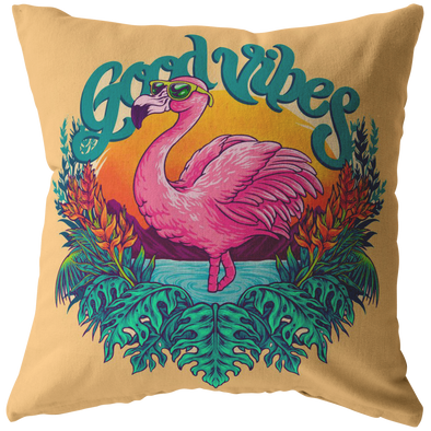 Good Vibes Flamingo Throw Pillows