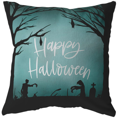 Happy Halloween Zombie Throw Pillow