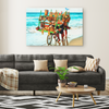Colorful Crafts on Cuban Beach Watercolor Style Canvas Wall Art