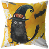 Watercolor Witch Cat Throw Pillow