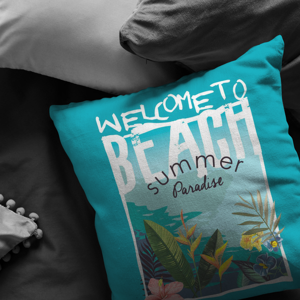 Welcome to Beach Summer Paradise Throw  Pillow