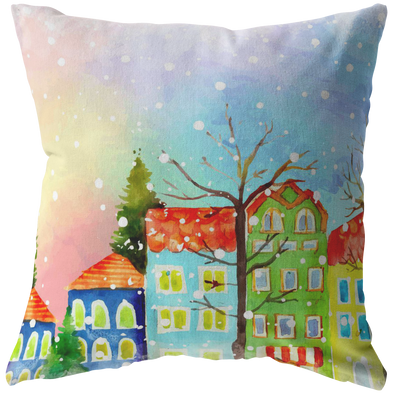 Christmas Town Colors Throw Pillow