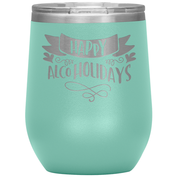 Happy AlcoHolidays 12oz Wine Tumbler