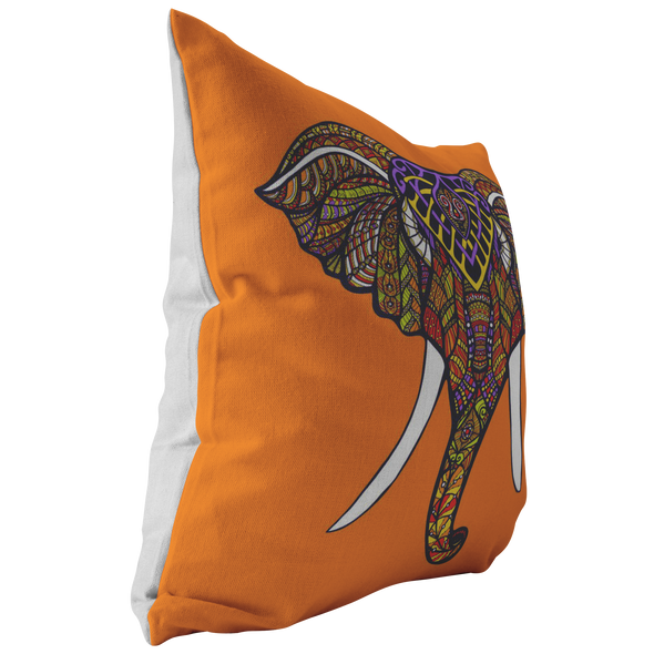 Orange Boho Elephant Throw Pillow