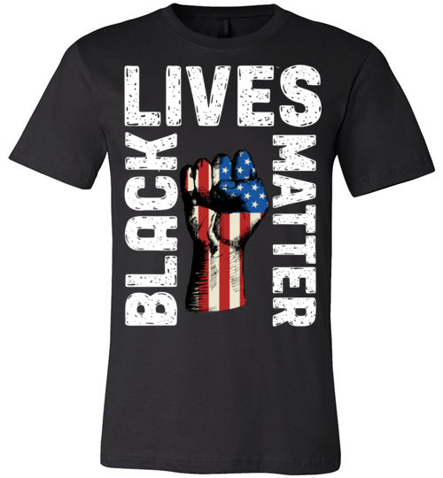 Black Lives Matter With US Flag Fist Men's T-Shirt