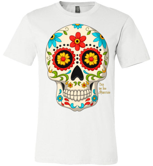 Dia de los Muertos Skull with Red Flower Adult & Youth T-Shirt