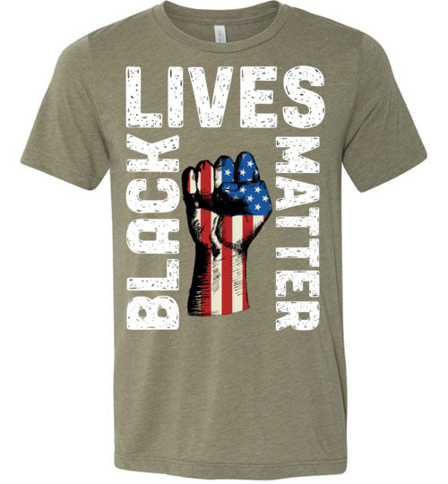 Black Lives Matter With US Flag Fist Men's T-Shirt