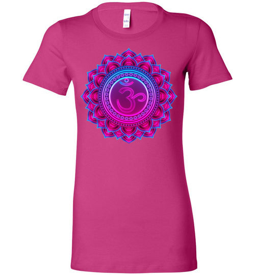 Om Fuschia Women's Slim Fit T-Shirt