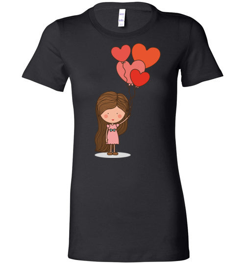 Girl with Hearts Balloons Women's Matching T-Shirt