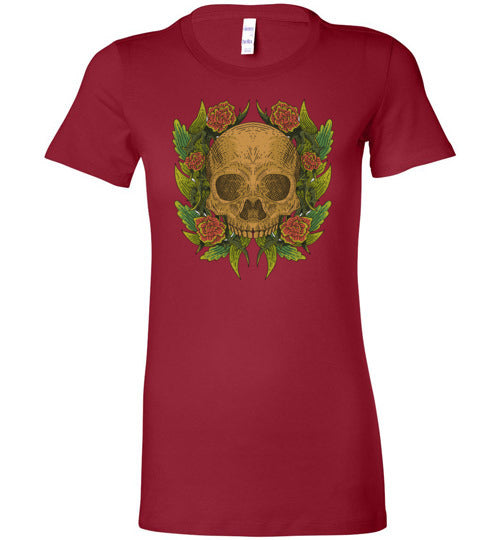 Skull & Roses Women's Slim Fit T-Shirt