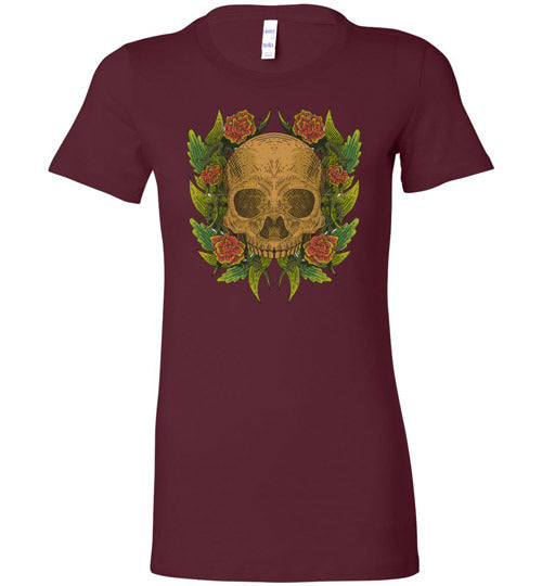 Skull & Roses Women's Slim Fit T-Shirt