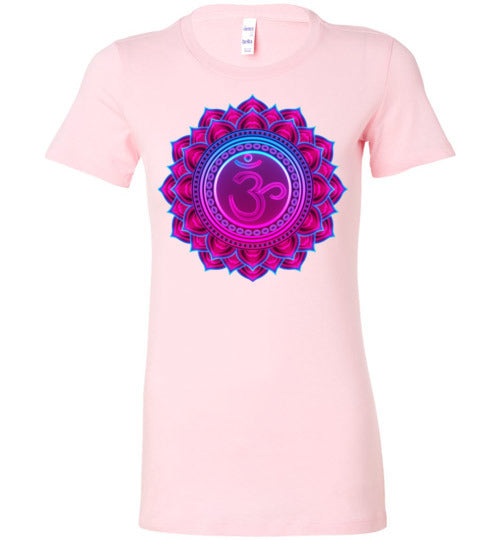 Om Fuschia Women's Slim Fit T-Shirt