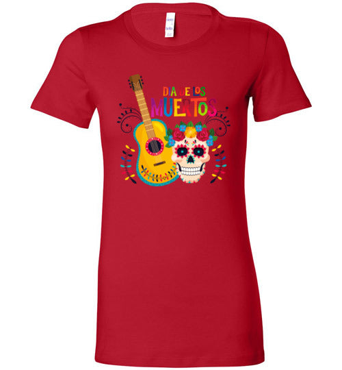 Dia de los Muertos Guitar Skull Women’s Slim Fit T-Shirts
