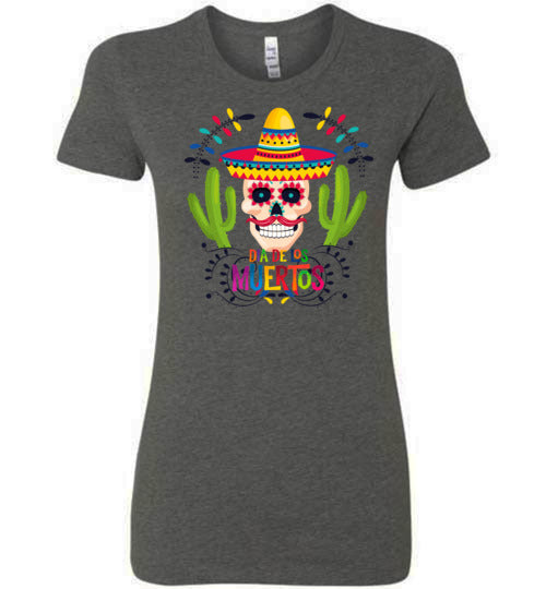 Dia de los Muertos Mariachi Skull Women’s Slim Fit T-Shirts