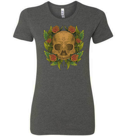 Skull & Roses Women's Slim Fit T-Shirt