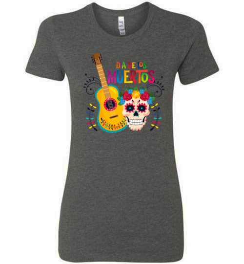 Dia de los Muertos Guitar Skull Women’s Slim Fit T-Shirts