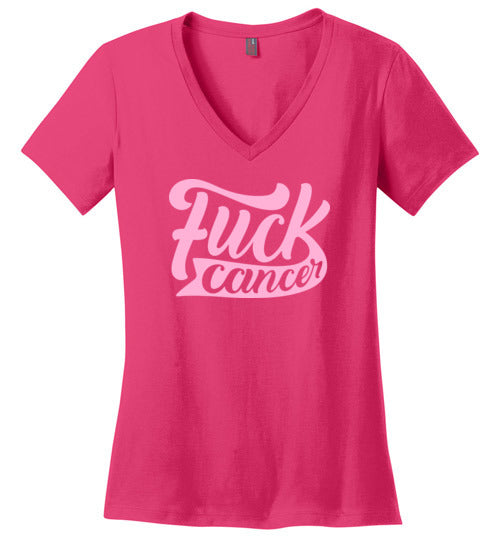 Fuck Cancer Women's V Neck T-Shirt