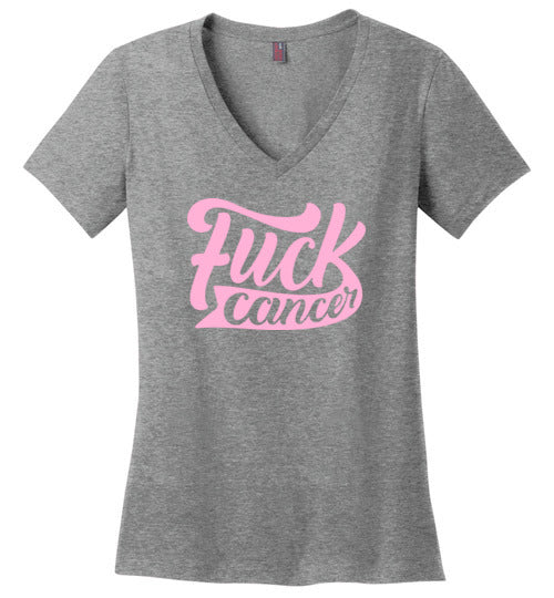 Fuck Cancer Women's V Neck T-Shirt