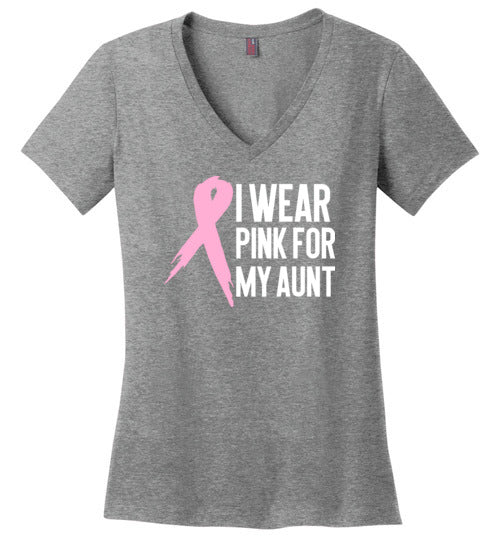 I Wear Pink for My Aunt Women’s V Neck T-Shirt