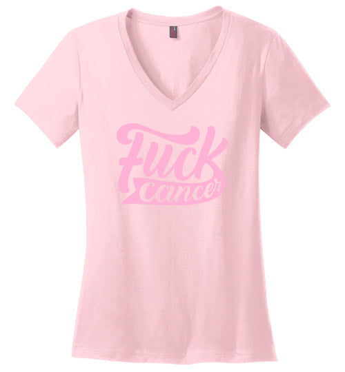 Fuck Cancer Women's V Neck T-Shirt