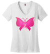 Pink Ribbon in Butterfly Women's V Neck T-Shirt