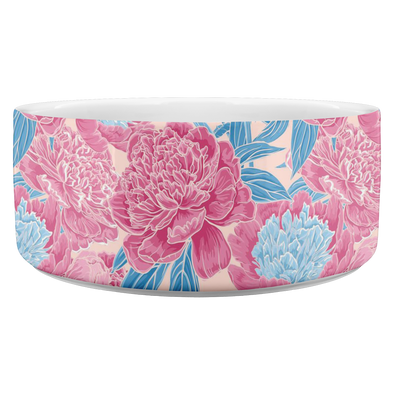 Pink Flowers Pet Bowl