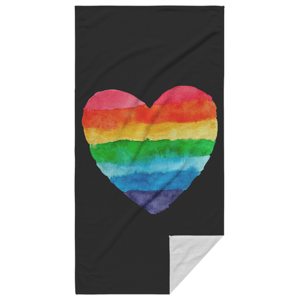 Rainbow Heart Beach Towel