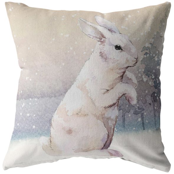 AMazing Winter Rabbit Throw Pillow