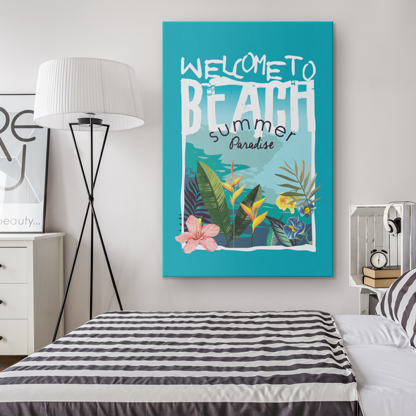 Welcome To Beach Summer Paradise Canvas Wall Art