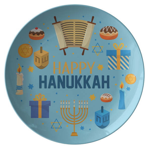 Happy Hanukkah Blue 10” Dinner Plate