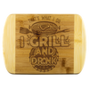 I Grill And Drink Round Edge Bamboo Cutting Board
