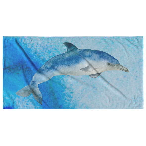Watercolor Dolphin Beach Towel