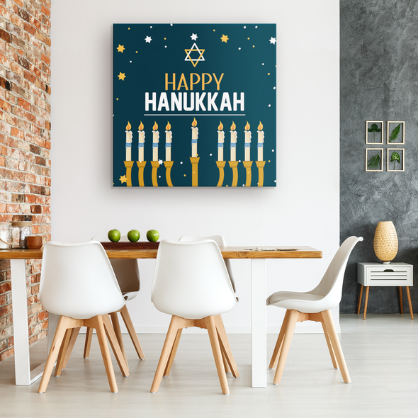 Happy Hanukkah Canvas Wall Art