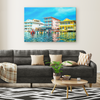 Coast's Buildings in Panama Watercolor Style Canvas Wall Art