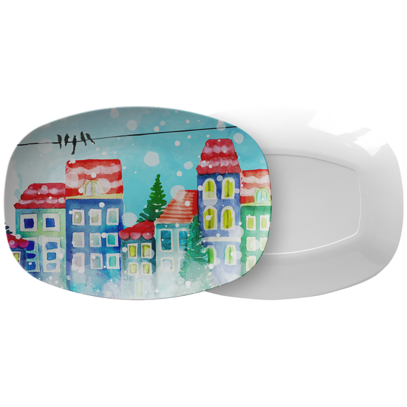 Christmas Town 10" x 14" Serving Platter