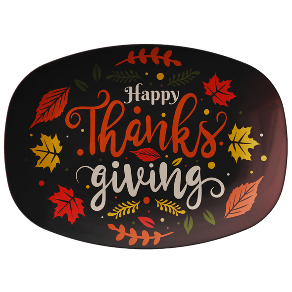 Happy Thanksgiving Wine Red 10" x 14" Serving Platter