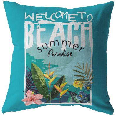 Welcome to Beach Summer Paradise Throw  Pillow