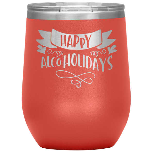 Happy AlcoHolidays 12oz Wine Tumbler