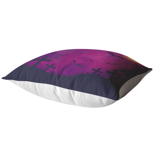 Purple Night Cementery Throw Pillow