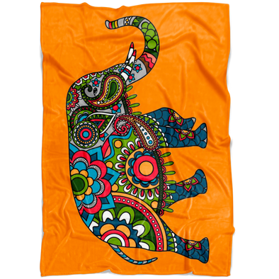 Orange Elephant Fleece Blanket