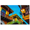 Cartagena Streetlights Colombia Oleo Style Painting Canvas Wall Art