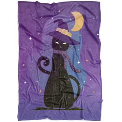 Witch Cat Fleece Blanket