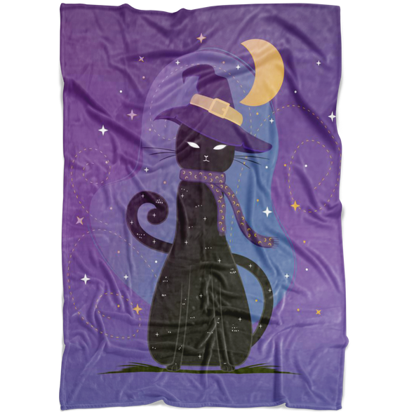 Witch Cat Fleece Blanket