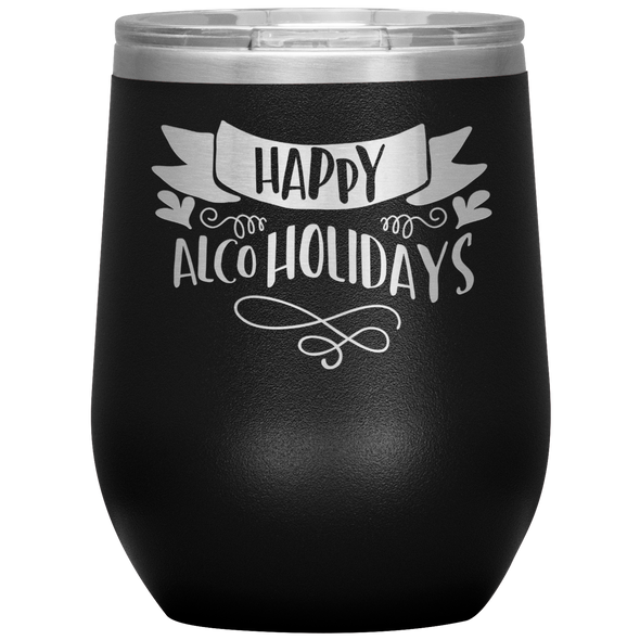 Happy AlcoHolidays 12oz Wine Tumbler