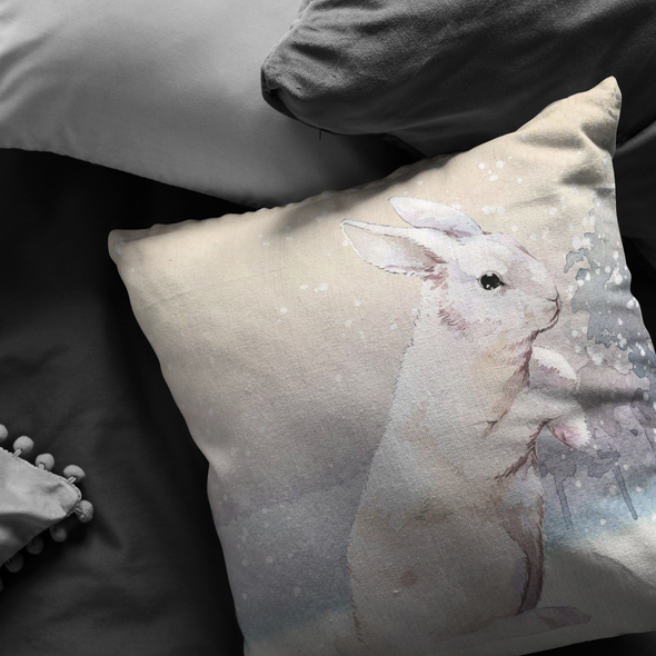 AMazing Winter Rabbit Throw Pillow