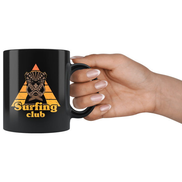 Tiki Surfing Club Black 11oz Mug