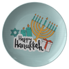 Happy Hanukkah - Turquoise 10" Dinner Plate