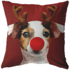 Reindeer Dog Christmas Throw Pillow